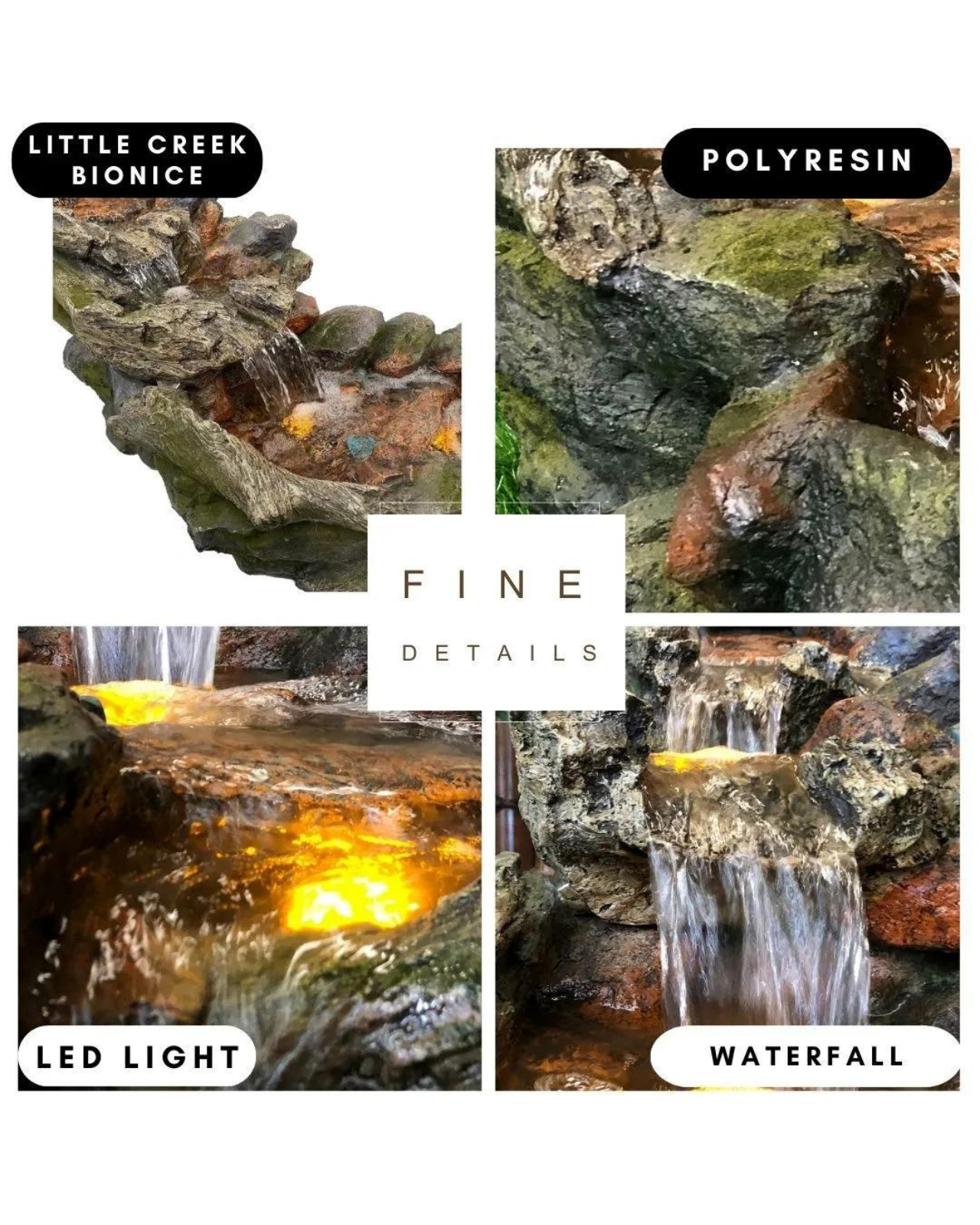 Splash - Cascading Lighting Waterfall Rock Water Feature