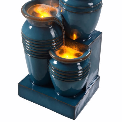 Efflux - Solar 4 Tier  Bowls LED Light Water Feature