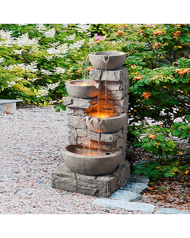 Opal - 4 Tier Lighting Bowls Water Feature Fountain