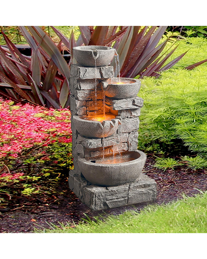 Opal - 4 Tier Lighting Bowls Water Feature Fountain