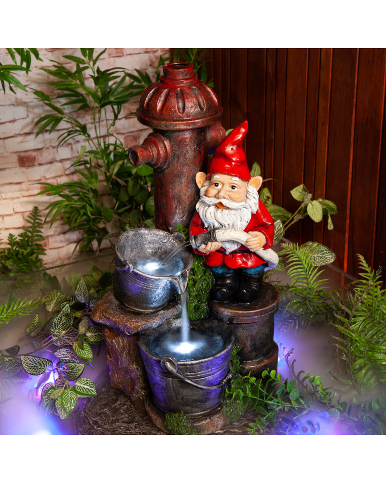 Vera - Gnome Bowls Fire Hydrant Lighting Water Feature 56cm