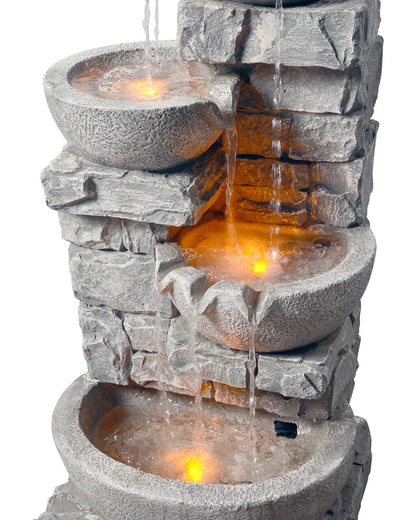 Opal - 4 Tier Lighting Bowls Water Feature Fountain