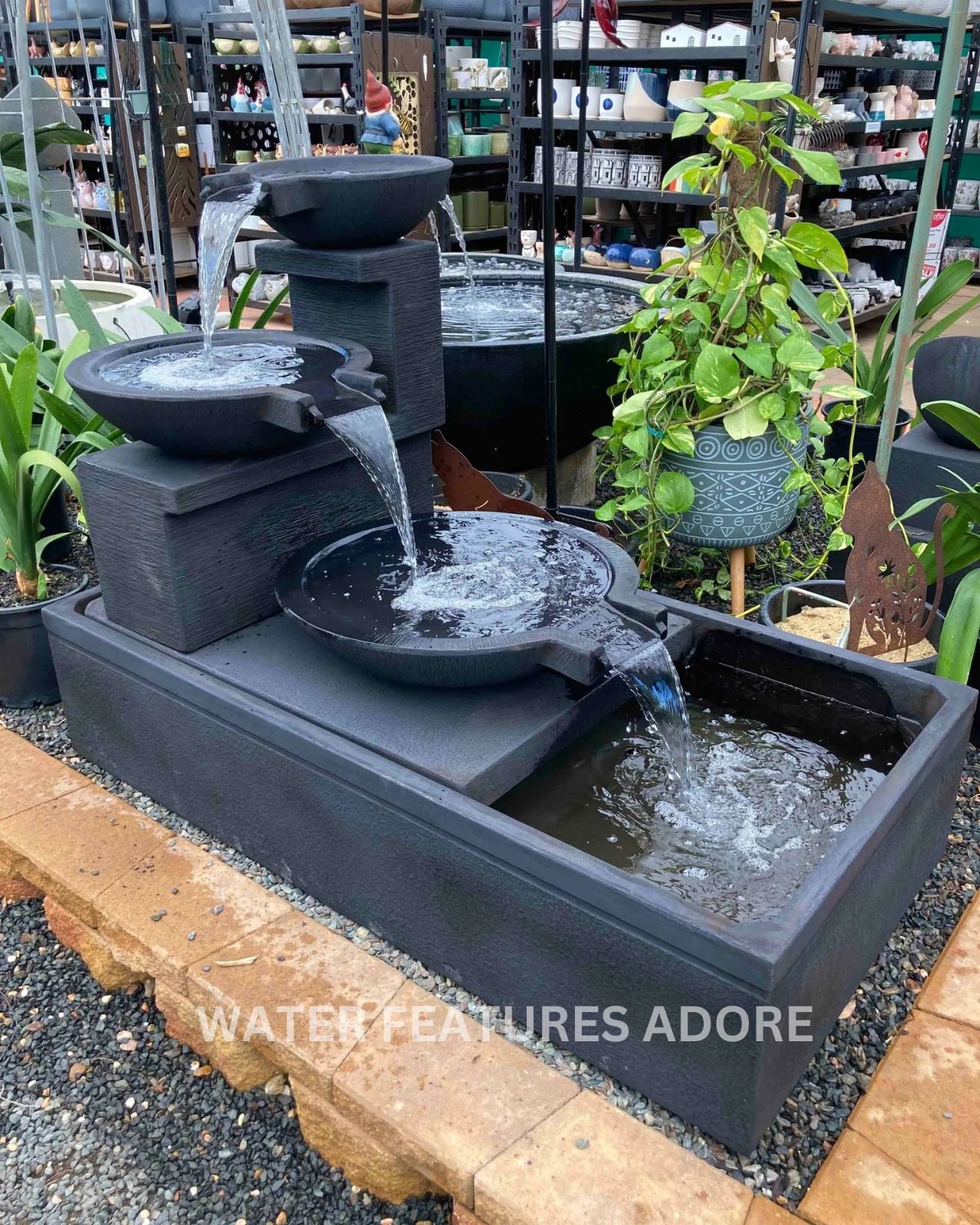 Lakehaven - Balinese Tiered Bowls Water Feature with Pond Base