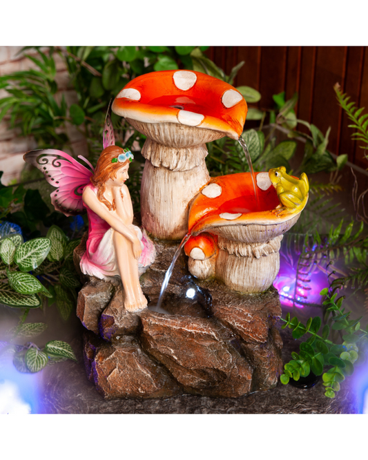 Vira - Fairy Mushroom Frog Rocks Lighting Water Feature 42cm