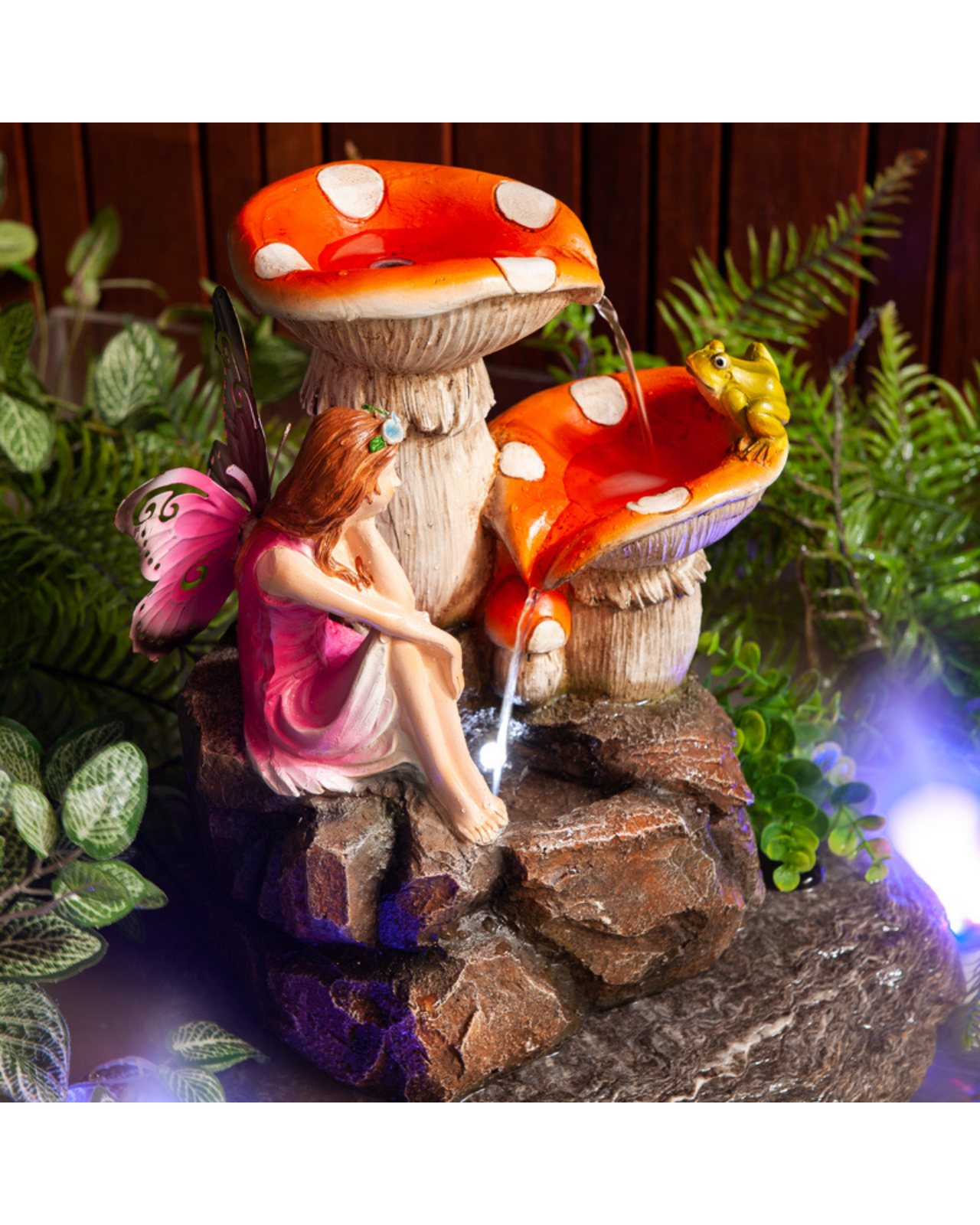 Vira - Fairy Mushroom Frog Rocks Lighting Water Feature 42cm