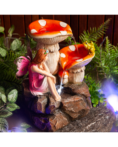 Vira - Fairy Mushroom Frog Rocks Lighting Water Feature 42cm