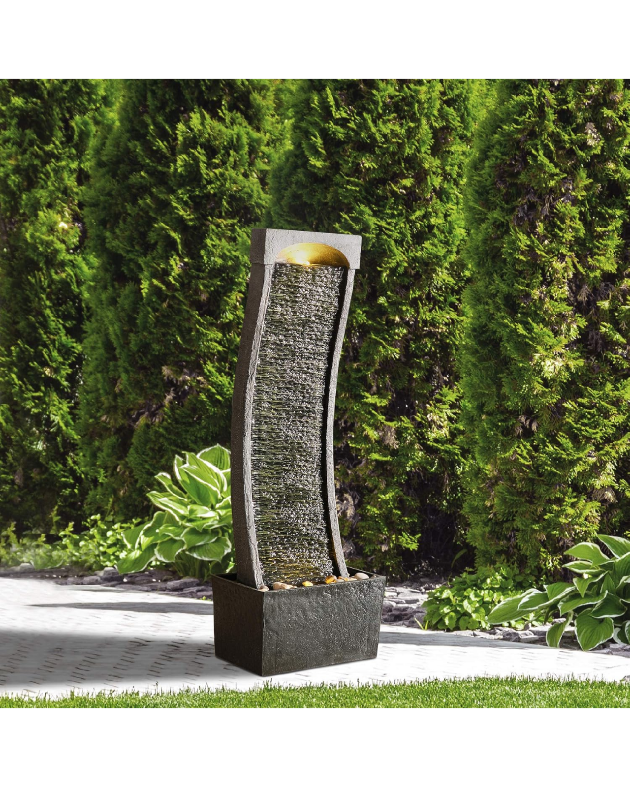 Jewel - Modern Curved Slate Lighting Water Feature