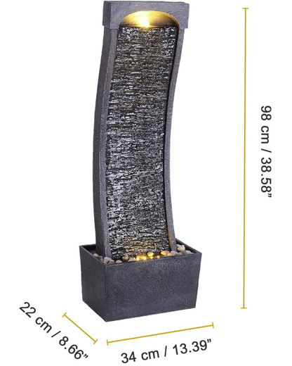 Jewel - Modern Curved Slate Lighting Water Feature