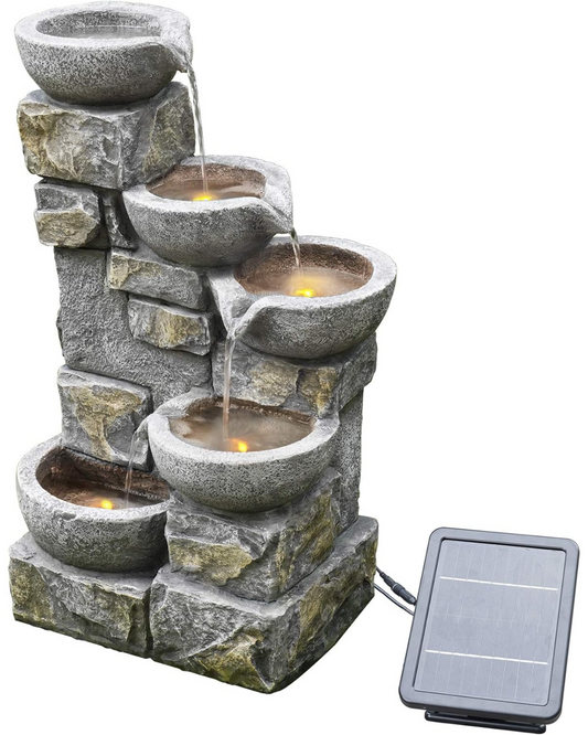 Jet - Solar 5 Tier Bowls Lighting Water Feature Fountain