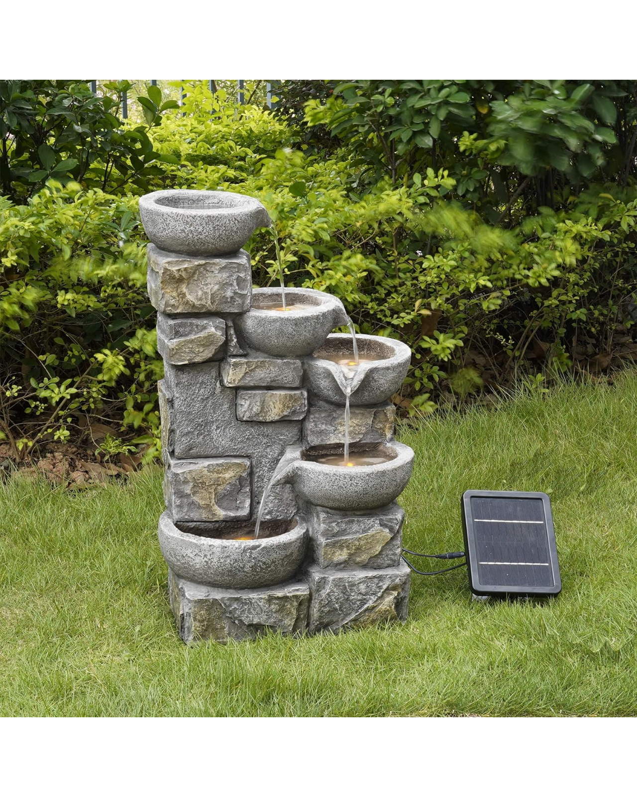 Jet - Solar 5 Tier Bowls Lighting Water Feature Fountain