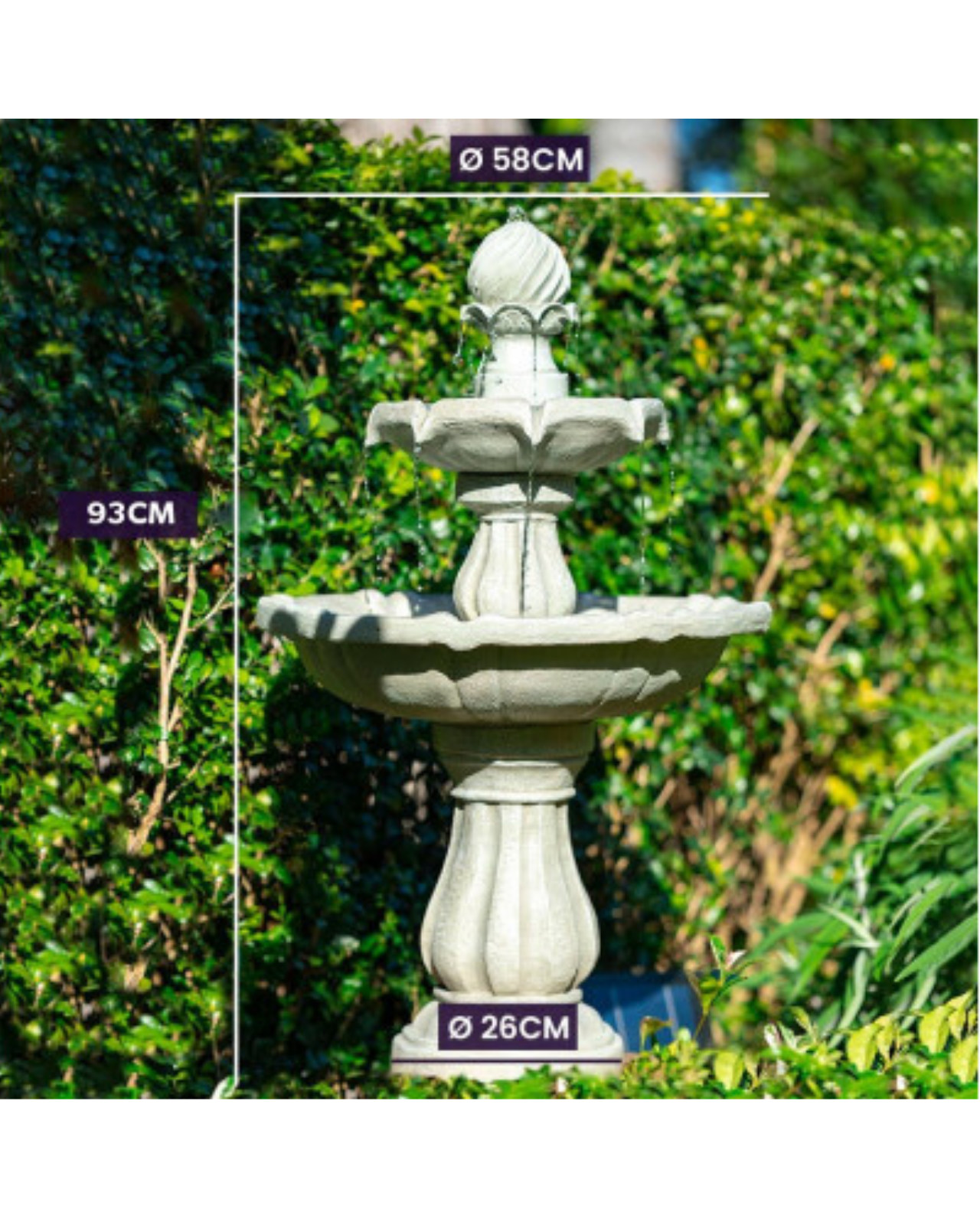 Wade - Solar 3 Tier Bird Bath Water Feature Fountain