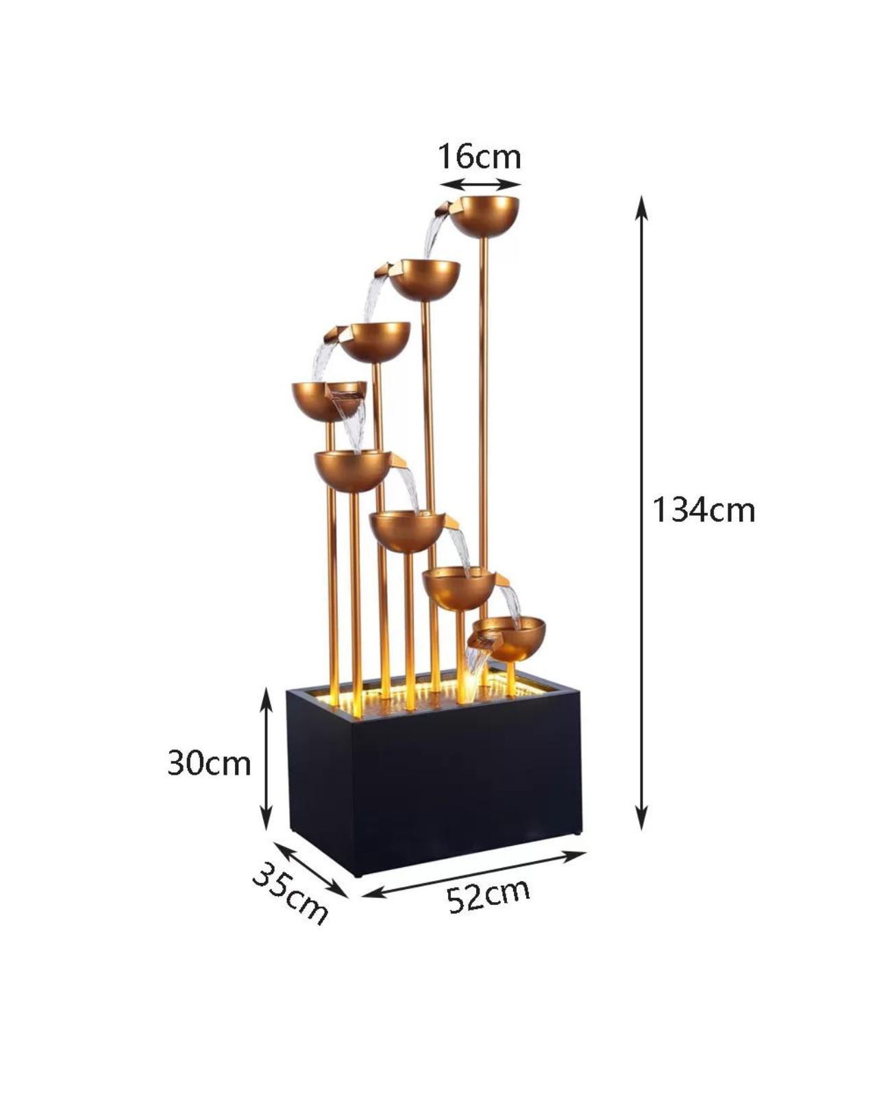 AweFlow - Cascading Copper Bowls Waterfall Water Feature