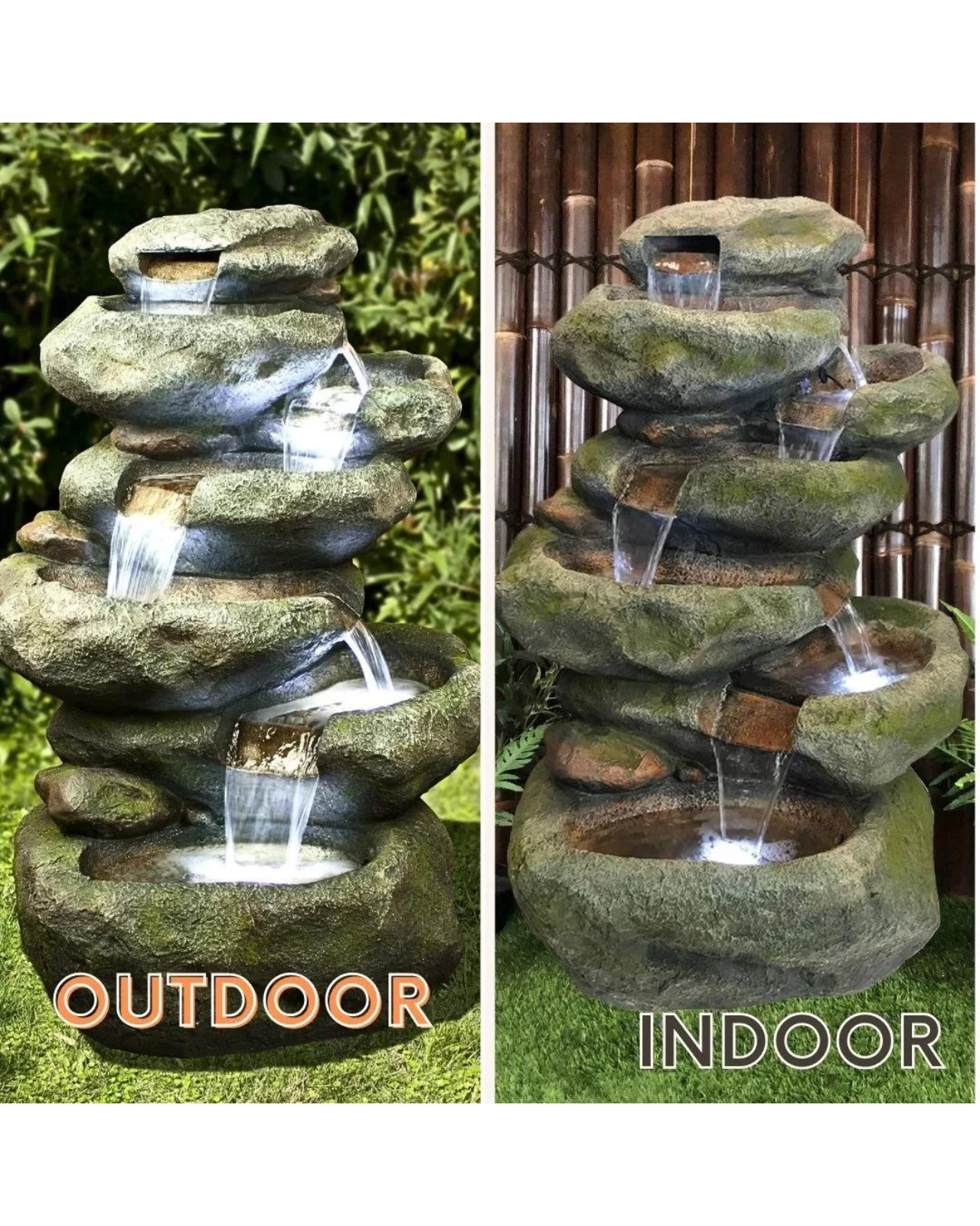 Bubbler - Natural Rock Waterfall Water Feature Fountain 120cm