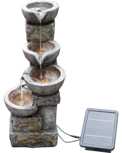 Jet - Solar 5 Tier Bowls Lighting Water Feature Fountain