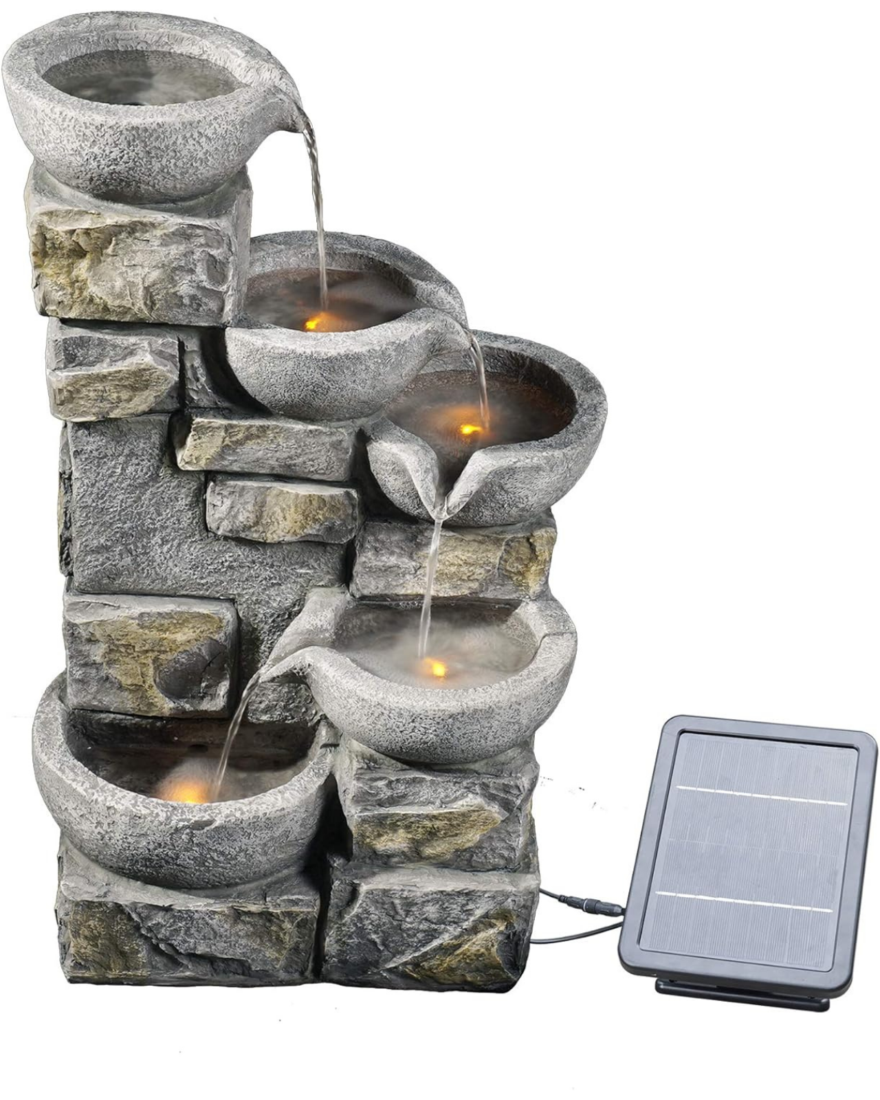 Jet - Solar 5 Tier Bowls Lighting Water Feature Fountain