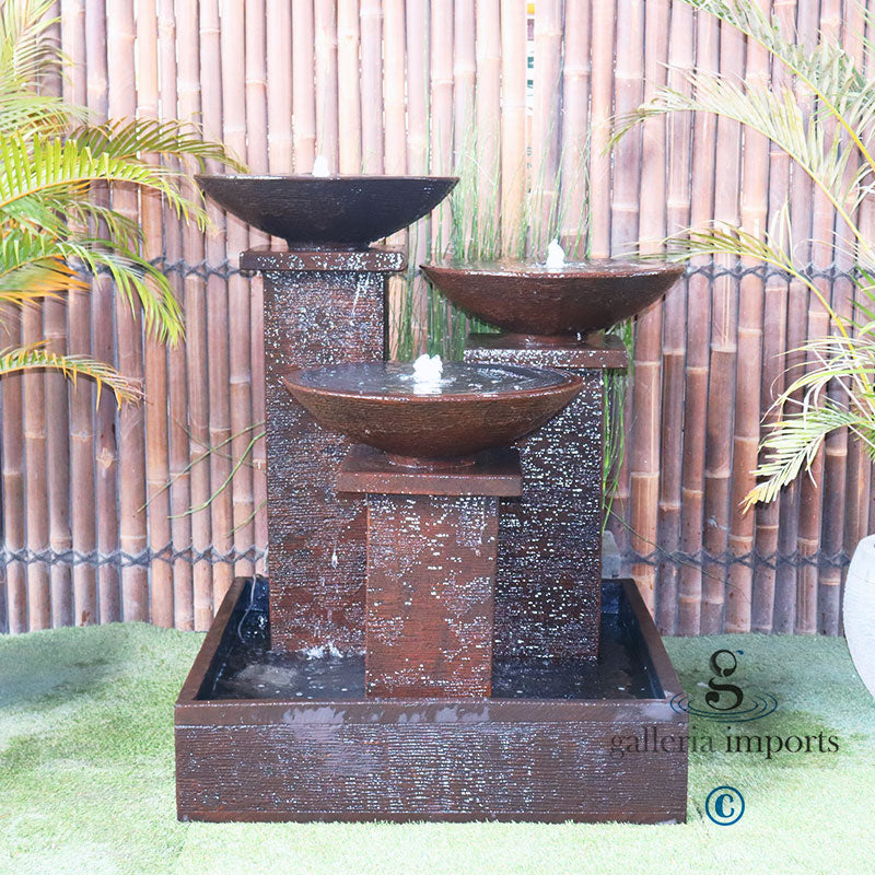 Clarity - Balinese Concrete 3 Tower Pond Water Feature 122cm