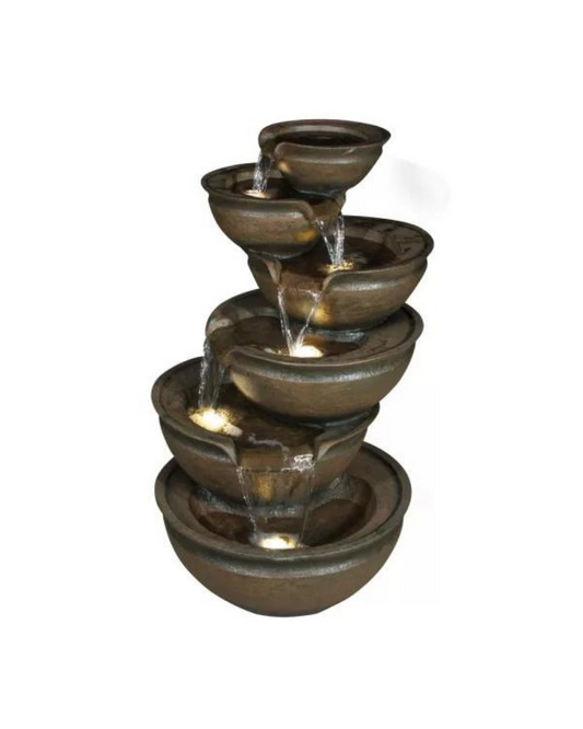 Purl- Cascading Lighting 6 Bowls Waterfalls Water Feature