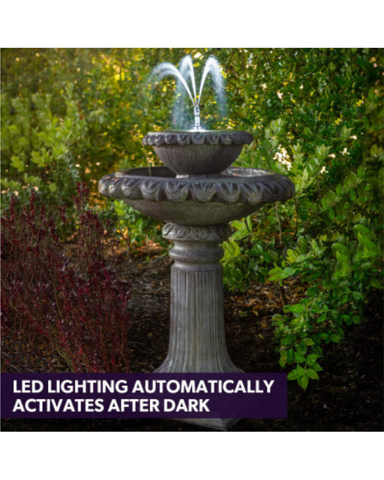 Qui - Solar 2 Tier Lighting Bird Bath Water Feature Fountain