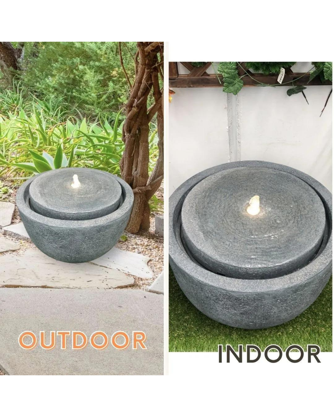 Aquify - Stone Bowl Lighting Water Feature Fountain