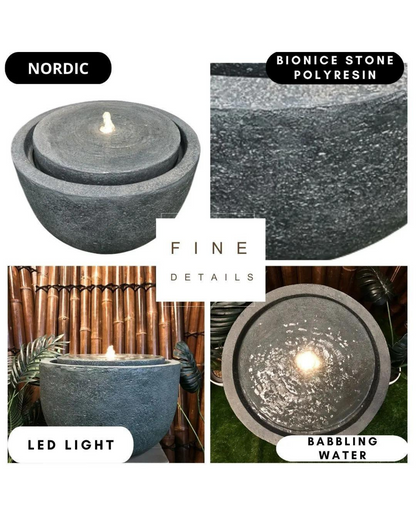 Aquify - Stone Bowl Lighting Water Feature Fountain