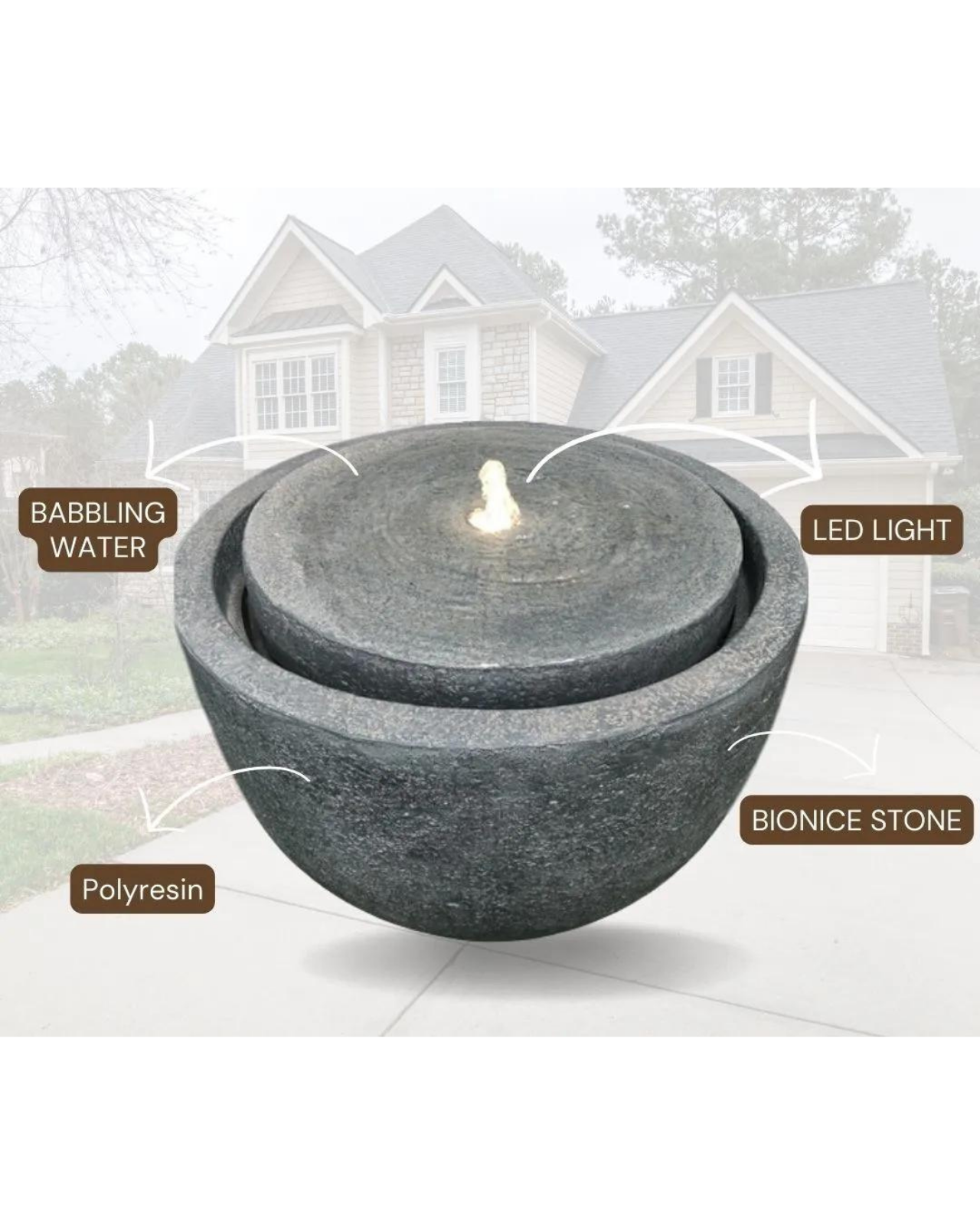 Aquify - Stone Bowl Lighting Water Feature Fountain