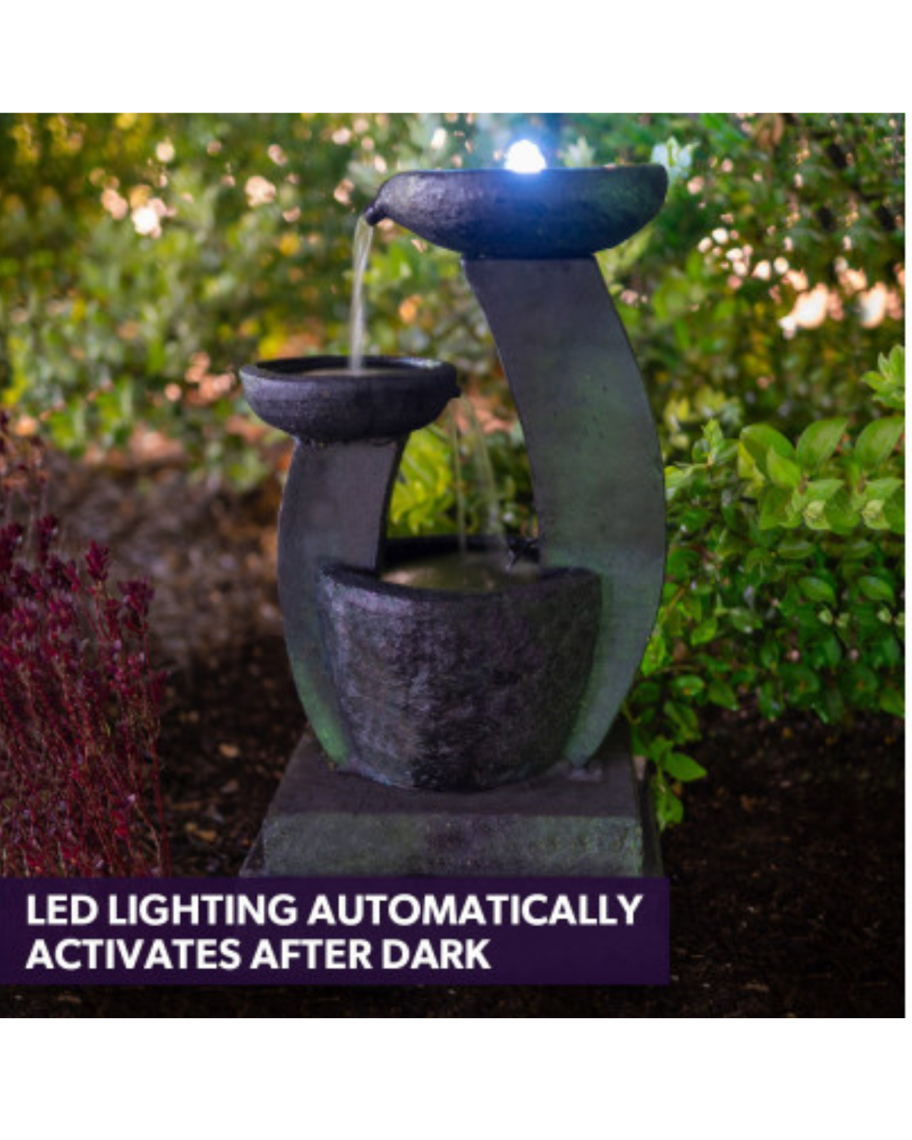 Solar 3 Bowl Lighting Bird Bath Water Feature Fountain