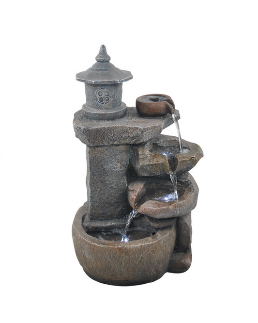 Solis - Pagoda Bowls Tiered Lighting Water Feature 50cm