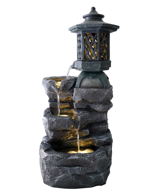 Pagoda Rocks Lighting Water Feature Fountain 62cm