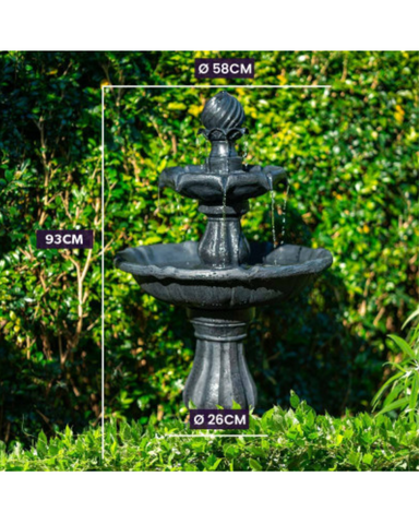 Rill- Solar 3 Tier Bird Bath Lighting Water Feature Fountain