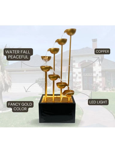 AweFlow - Cascading Copper Bowls Waterfall Water Feature