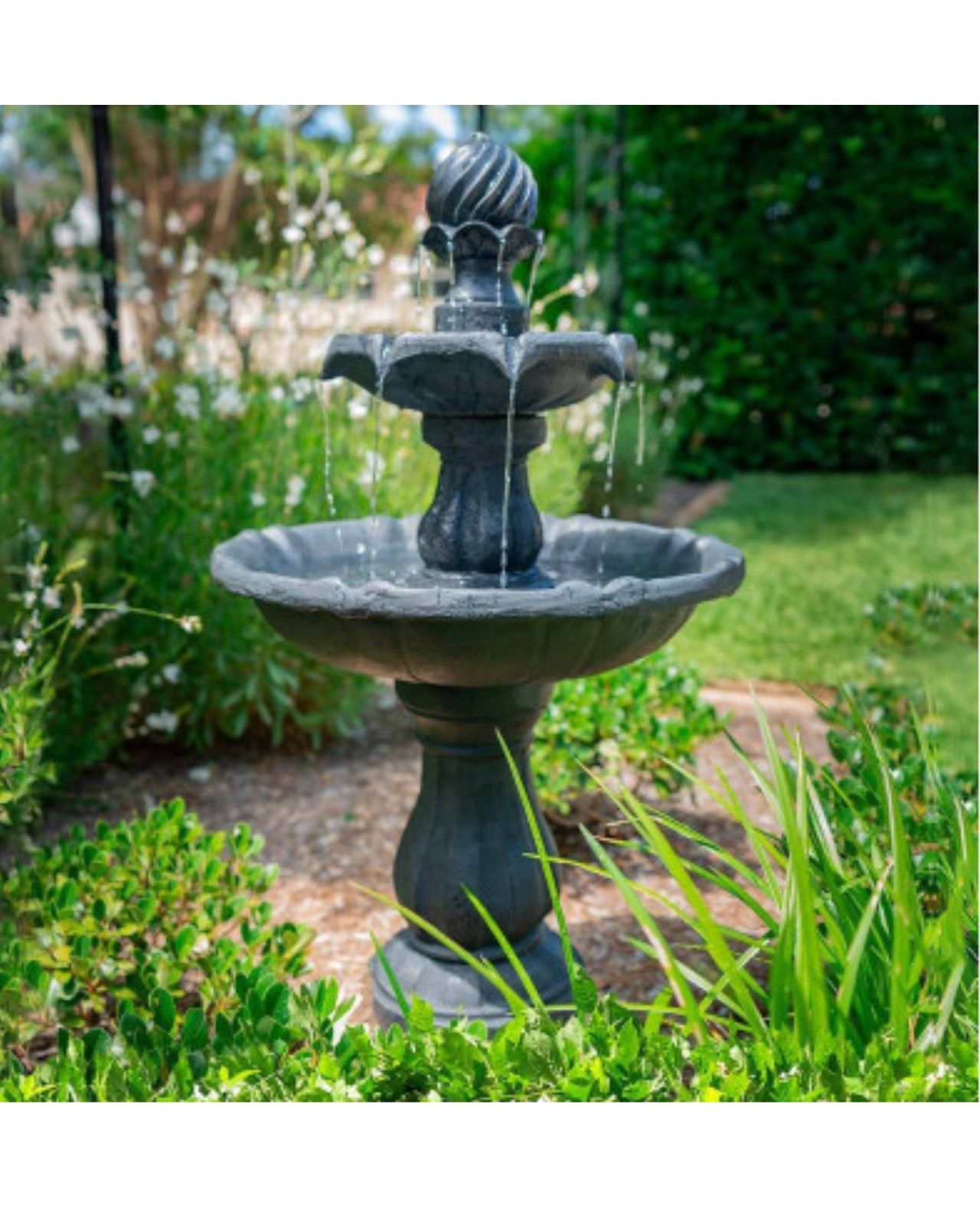 Rill- Solar 3 Tier Bird Bath Lighting Water Feature Fountain