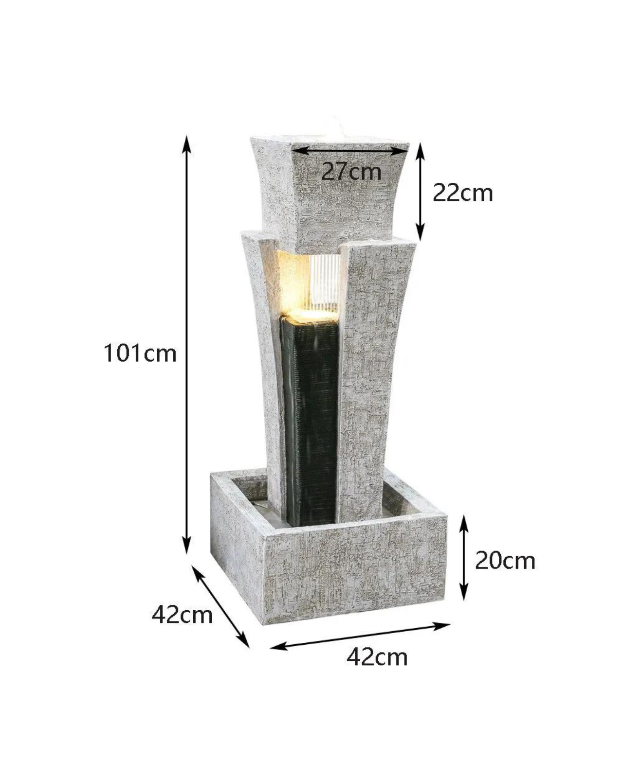 Solace - Modern LED Waterfall Wall Water Feature Fountain