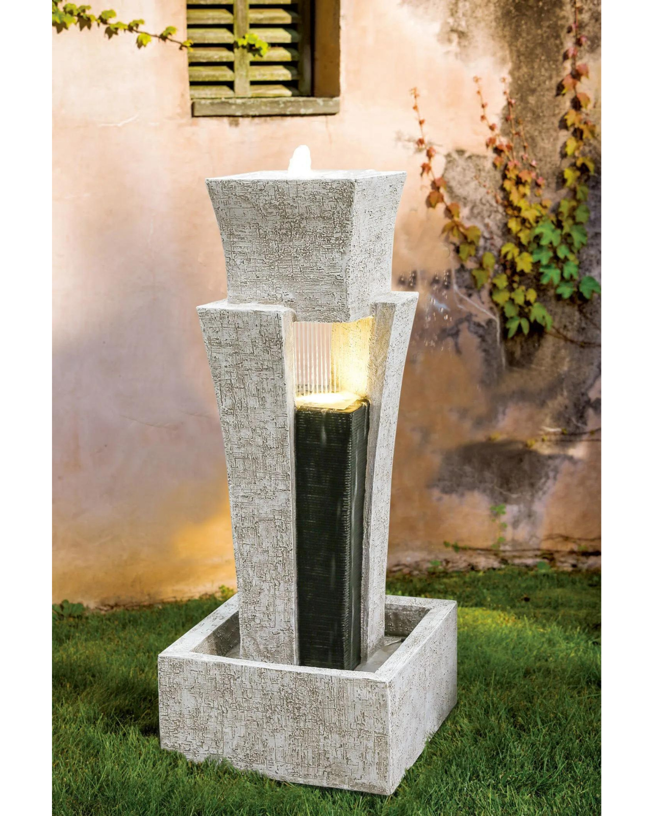 Solace - Modern LED Waterfall Wall Water Feature Fountain