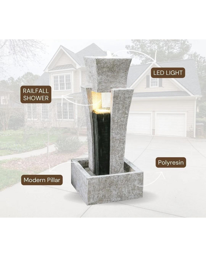 Solace - Modern LED Waterfall Wall Water Feature Fountain