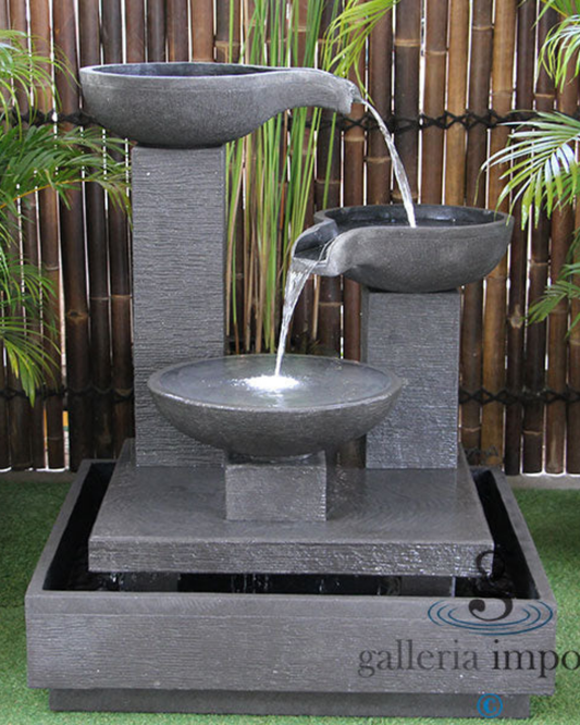 Flowage - Balinese Concrete Trio 3 Tier Water Feature 120cm