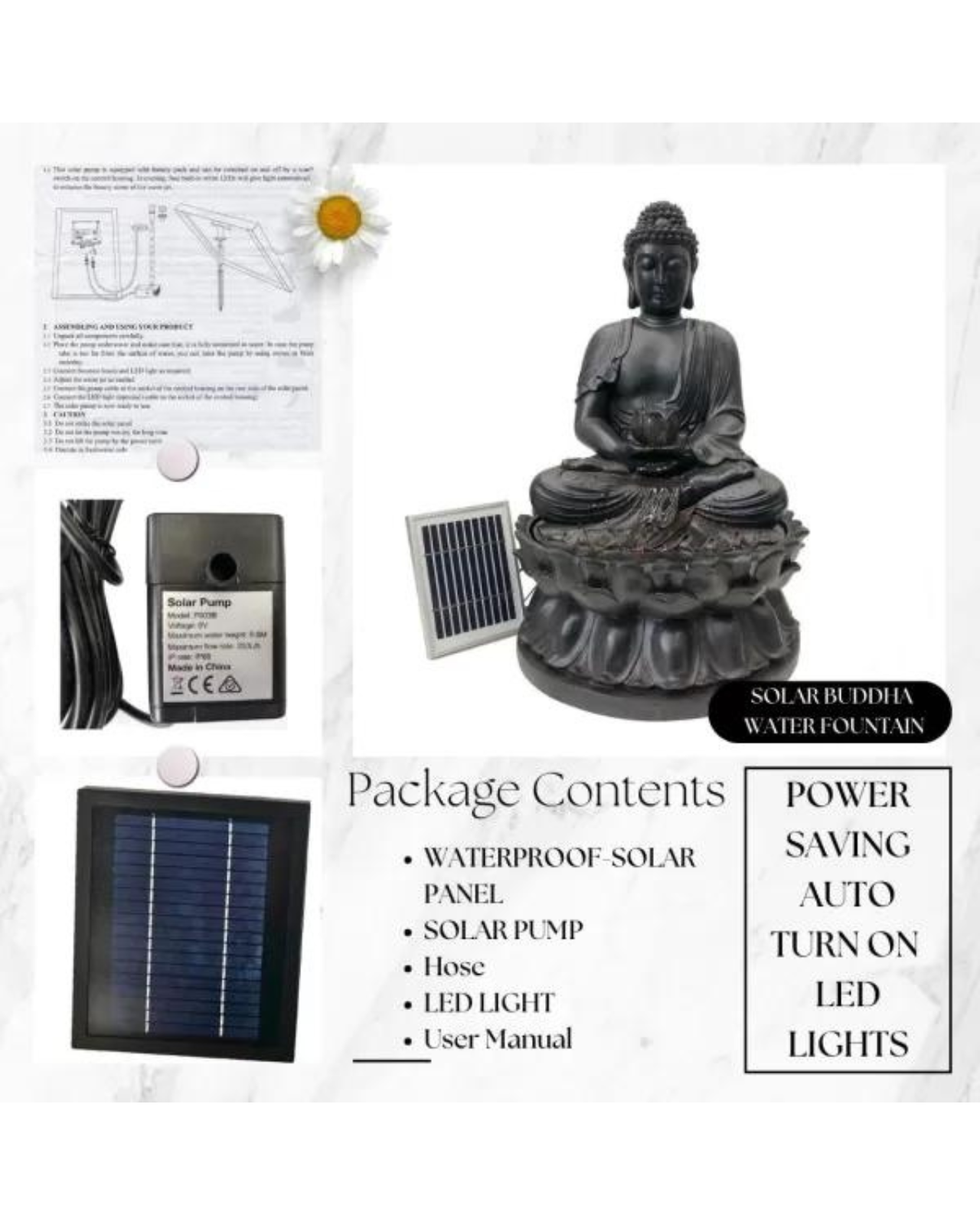 Buddha's Bliss - Solar Garden Water Fountain