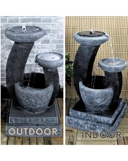 Solar 3 Bowls Cascading Waterfalls Lighting Water Feature