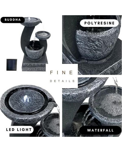 Solar 3 Bowls Cascading Waterfalls Lighting Water Feature