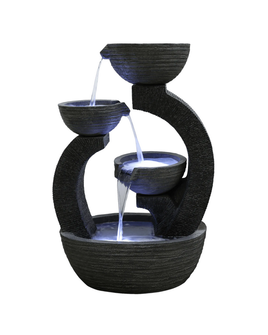 Glida- Cascading Lighting 3 Bowls Waterfall Water Feature