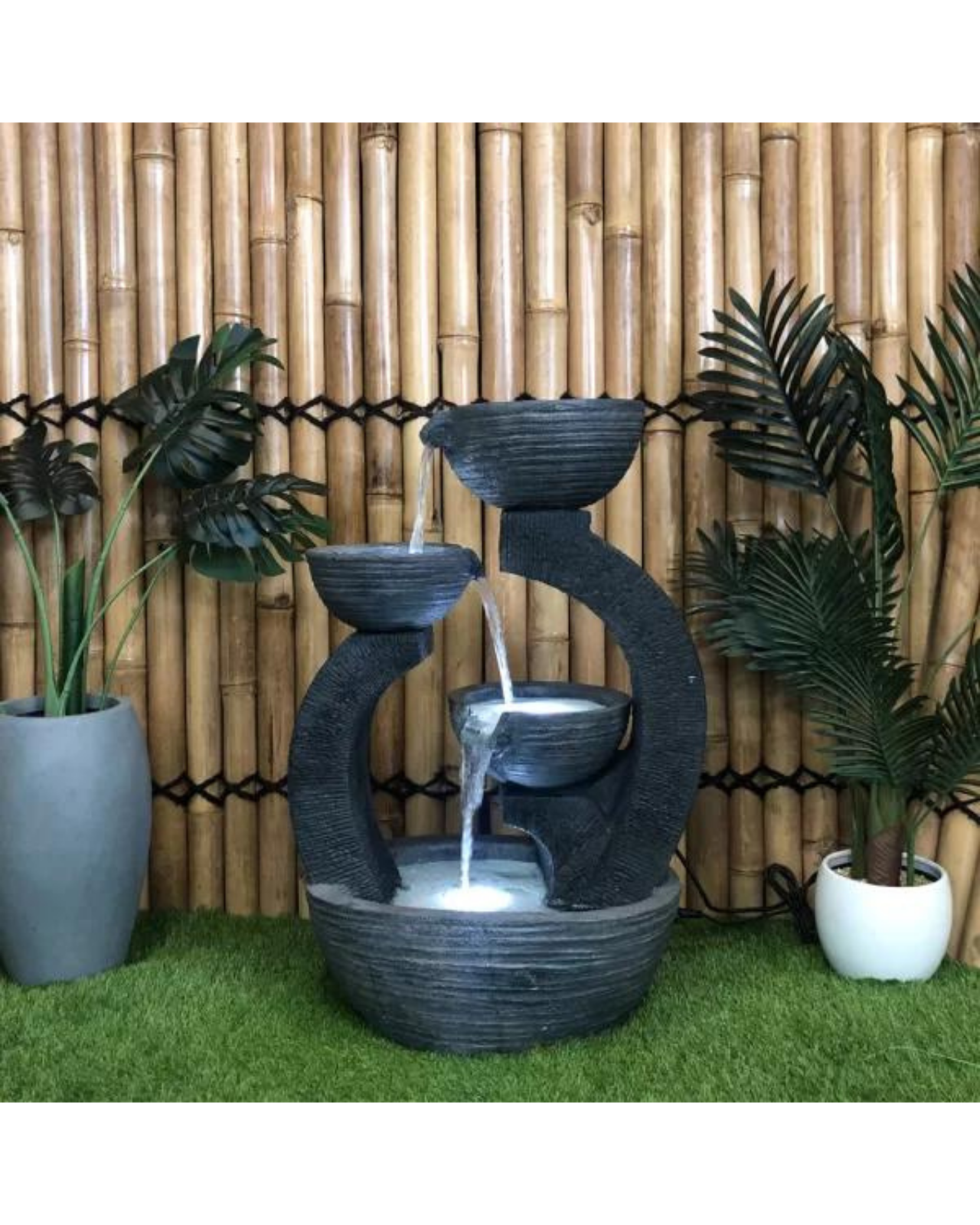 Glida- Cascading Lighting 3 Bowls Waterfall Water Feature