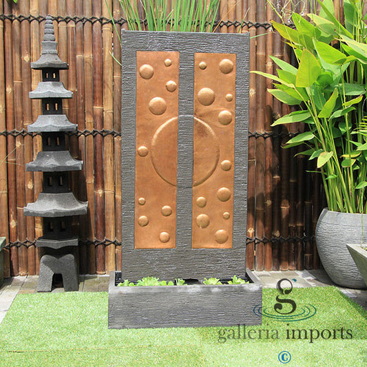 Creek - Balinese Concrete Copper Bubble Wall Water Feature