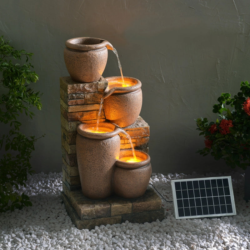 Abyss - Solar 4 Tier  Bowls Lighting Water Feature