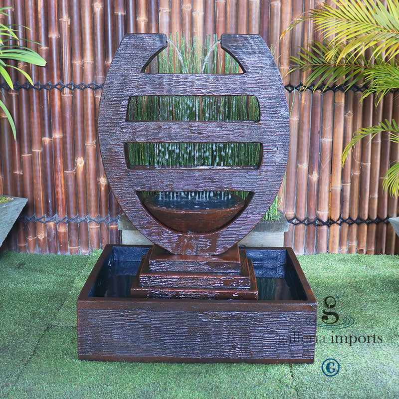 Seep - Balinese Concrete Harp Cascade Water Feature 120cm