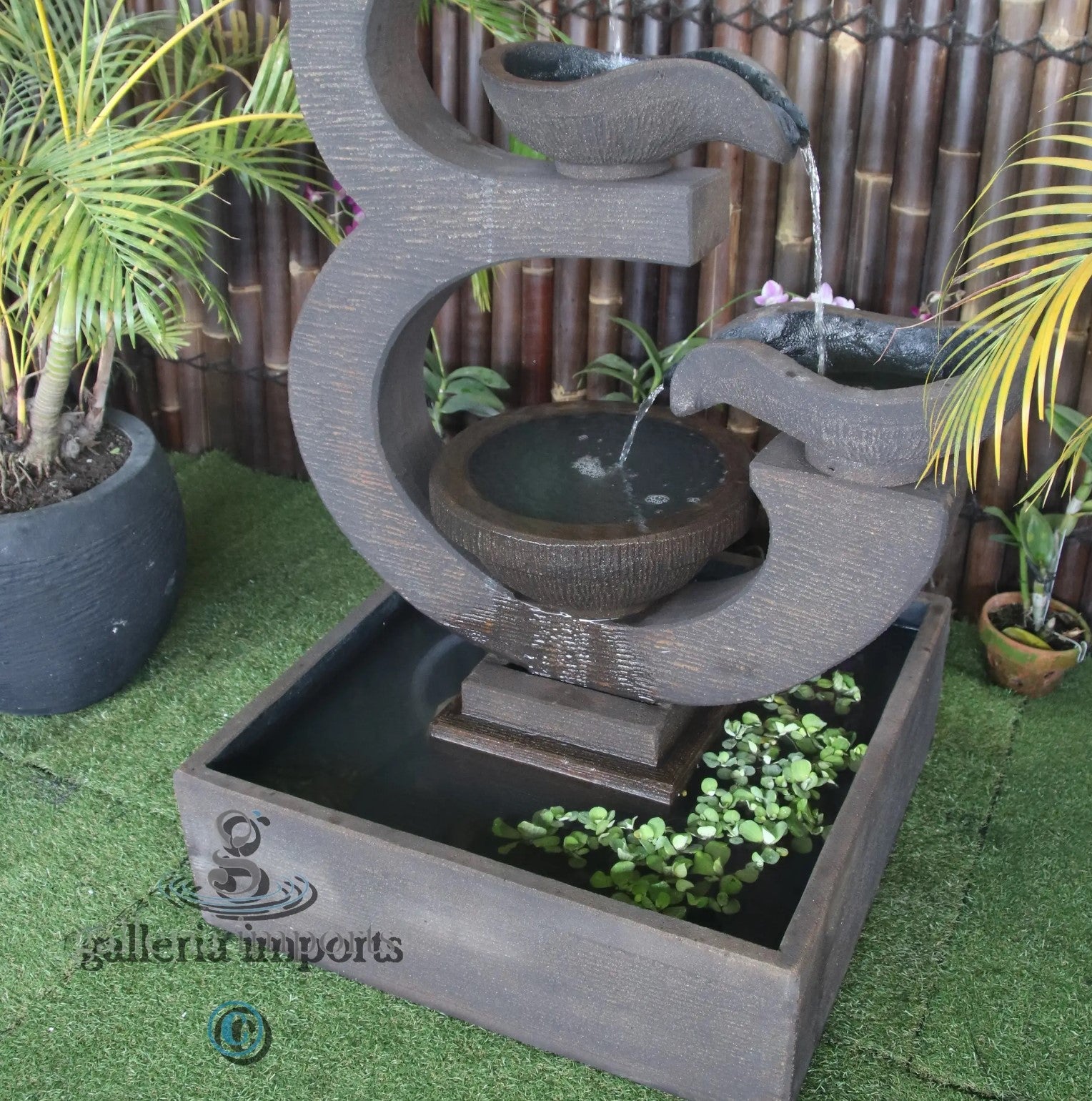 Slough - Balinese Concrete 3 Tier Pond Water Feature 142cm