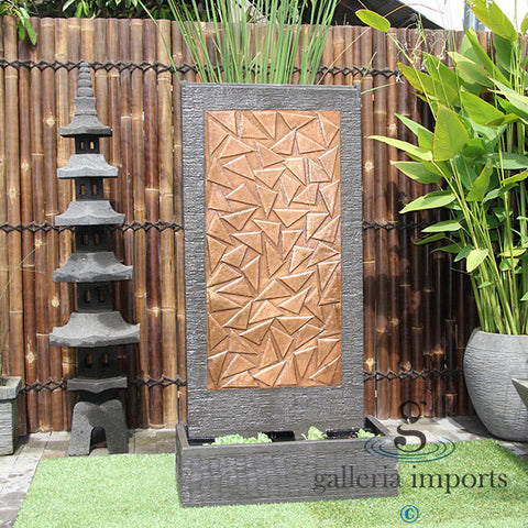 Reach - Balinese Concrete Abstract Copper Wall Water Feature