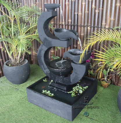 Slough - Balinese Concrete 3 Tier Pond Water Feature 142cm