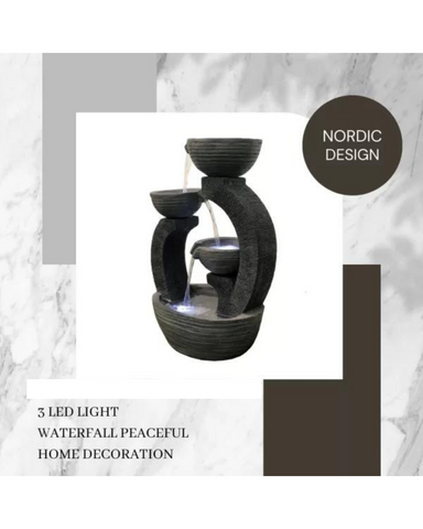 Glida- Cascading Lighting 3 Bowls Waterfall Water Feature