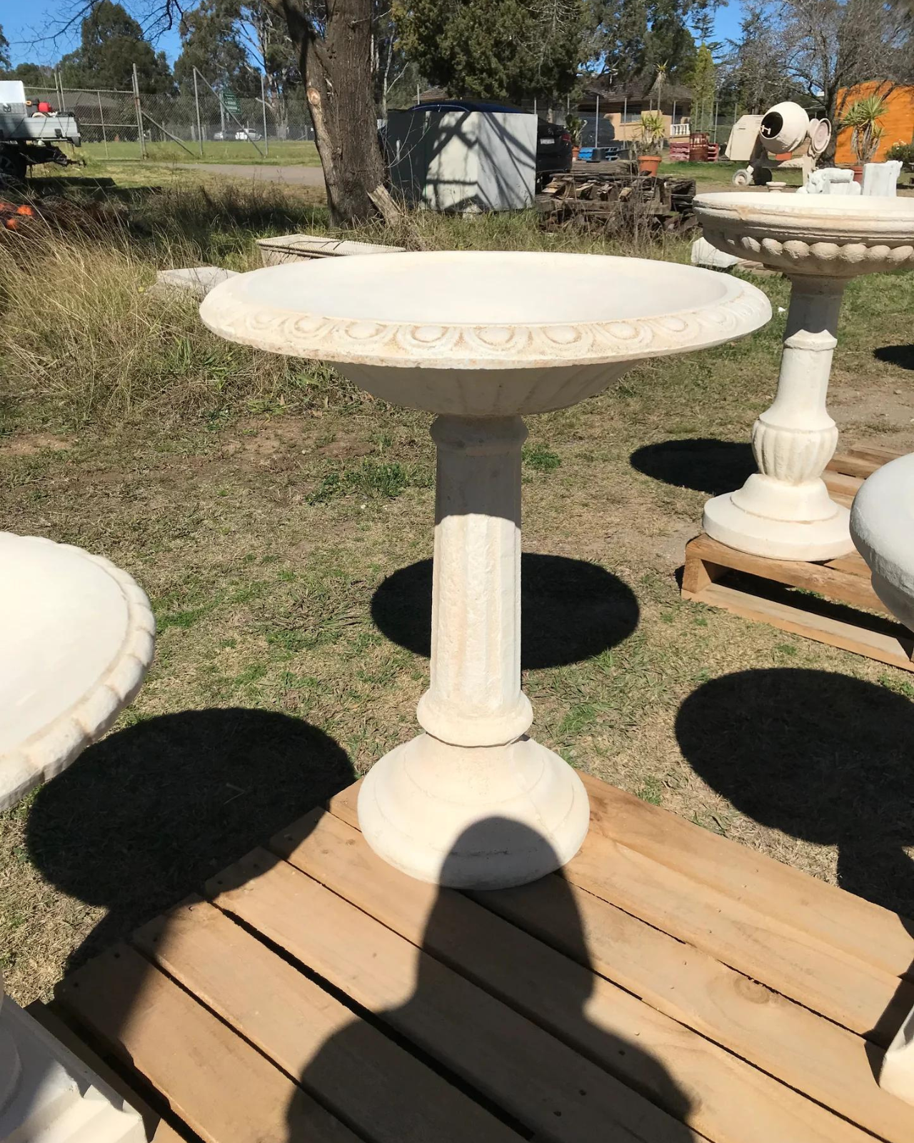 Poesia - Concrete Limestone Garden Bird Bath 84cm