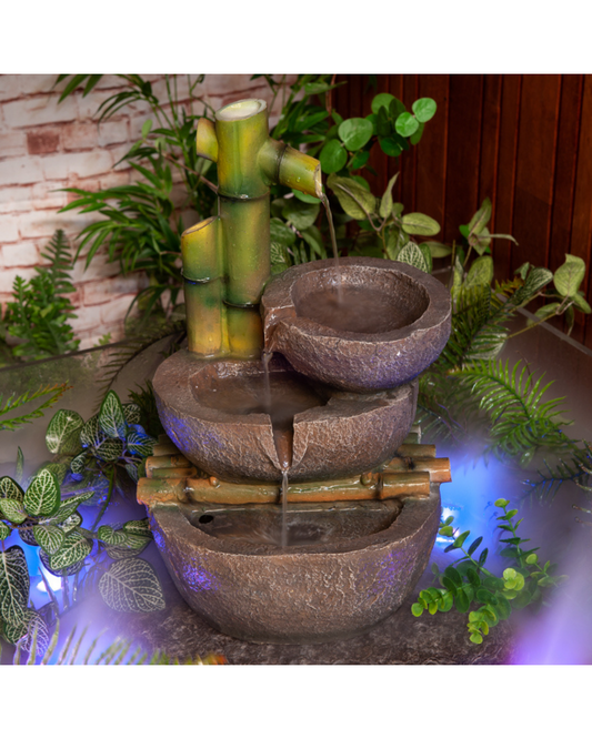 Wren - Bamboo 3 Tier Bowls Water Feature Fountain 47cm