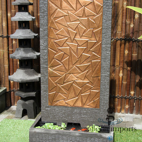 Reach - Balinese Concrete Abstract Copper Wall Water Feature